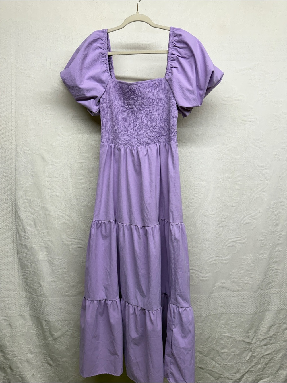 Lavender Puff-Sleeve Maxi Dress